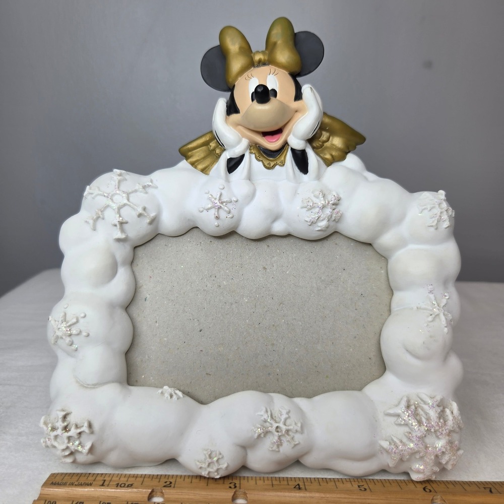 Disney Minnie Mouse Angel Cloud Snowflake 4x6 Picture Frame Gold White ResinREAD